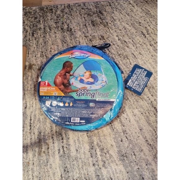 Baby spring float fun canopy swim strip 1. Hyper- flate valve. 9 -24 months - Picture 2 of 3